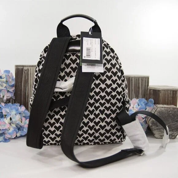 Kate Spade Sam Icon Black White Heart Nylon Jacquard Small Backpack Bag NWT - Picture 5 of 7